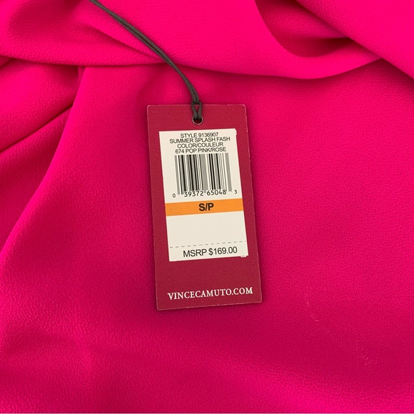 SMALL VINCE CAMUTO TANK DRESS SPAGHETTI STRAP PLEAT PINK KNEELNGTH SUMMER SPLASH - Picture 8 of 9